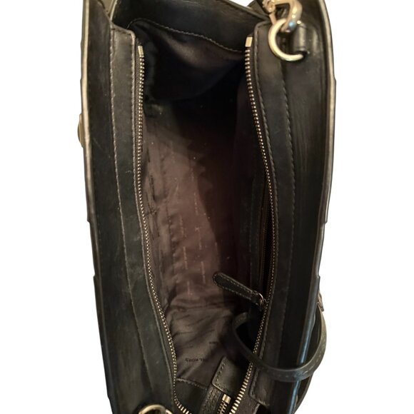 Michael Kors Diamond Grommet Selma Satchel Black Leather Handbag With Handles - Picture 2 of 12